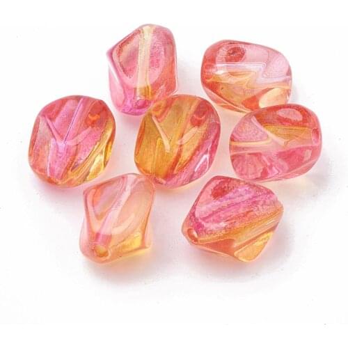 100Pcs Two Tone Transparent Spray Painted Acrylic Beads Polygon Shape Beads For DIY Handmade Bracelet Jewelry Making