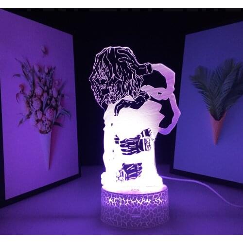 Figure Ornaments Acrylic Panel 3D LED Lamp Animation Peripherals Visual Illusion White Cracked Base Night Light for USB Charging