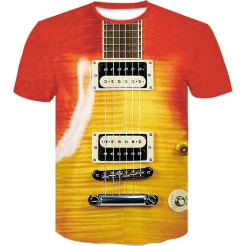 3d Guitar Print Fashion Short Sleeves harajuku T Shirt Daily Personality Short Sleeve Musical tshirt Female Psychedelic Clothes