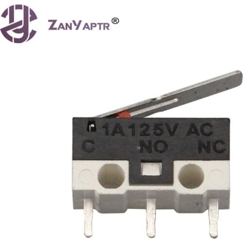 100pcs/lot Limit Microswitch With Three Straight Legs Mouse Side Key Momentary Micro Limit Switch1A/125VAC For Makerbot MK7/ MK8