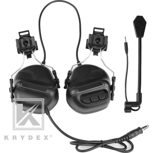 KRYDEX Tactical Peltor Comtac Headset W/ Rail Adapter Shooting Communication Headphone + Microphone For FAST MICH Helmet BK