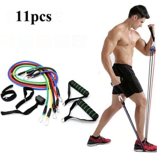 11Pcs/Set Latex Resistance Bands Crossfit Training Exercise Yoga Tubes Pull Rope Rubber Expander Elastic Bands Yoga Accessories
