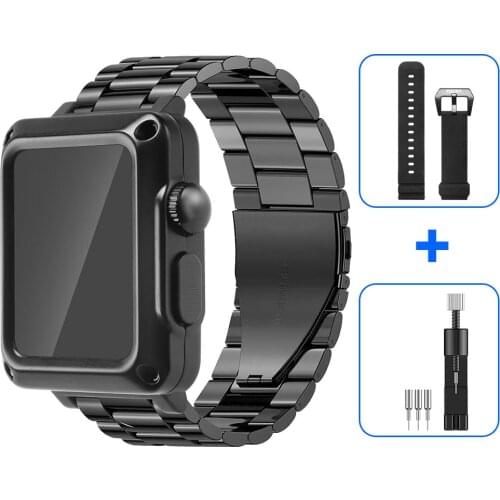 Metal Case+Band for Apple watch Series 3 5 6 SE 38mm 44mm Fully Protective case for iwatch 4 2 42mm 40mm Stainless Steel Strap