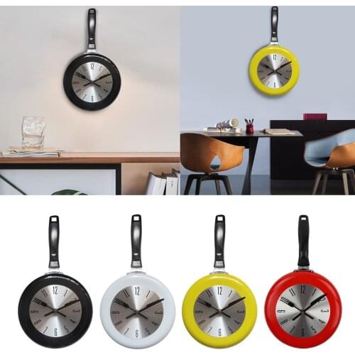 Cute Wall Clock 8 Inch Frying Pan Design Hanging Clock Novelty Art Watch Home Bedroom Kitchen Dining Room Decor