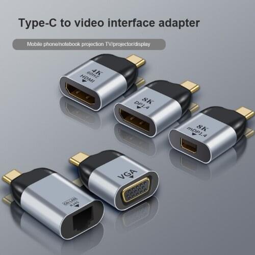 USB Type C To HDMI-compatible/Vga/DP/RJ45/Mini Dp Adapter Multifunction Jack Audio Video Converter For Smartphone Tablet Laptop