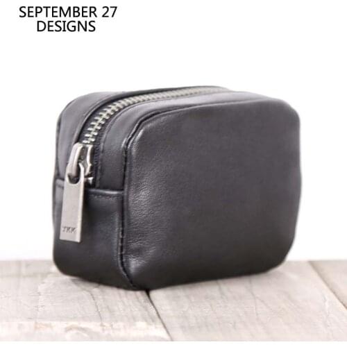 New Fashion Mini Simple Coin Purses Women First Layer Cow Leather Luxury Men Small Wallet Organizer Pouch Top End Storage Bag