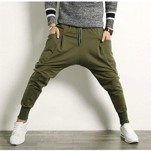 Men Hip Hop Harem Pants Cotton Streetwear Fashion Hot Sale New Casual Trousers Solid Jogger Pants Side Pocket Men Sweatpants