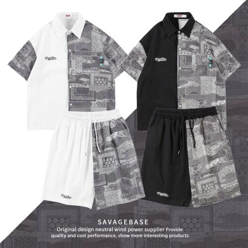 ZOGAA 2021 New Digital Printing Retro Suit Mens Loose Shorts Short-Sleeved High Street Fashion Brand Mens Clothing Men Shirt