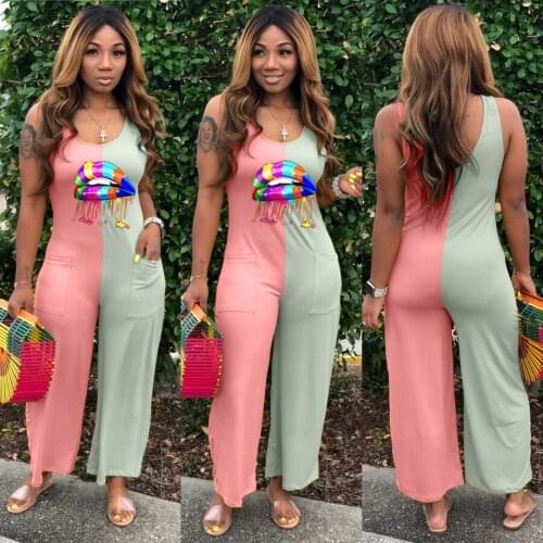 Ueteey New Jumpsuit Trendy Print Patchwork Jumpsuit