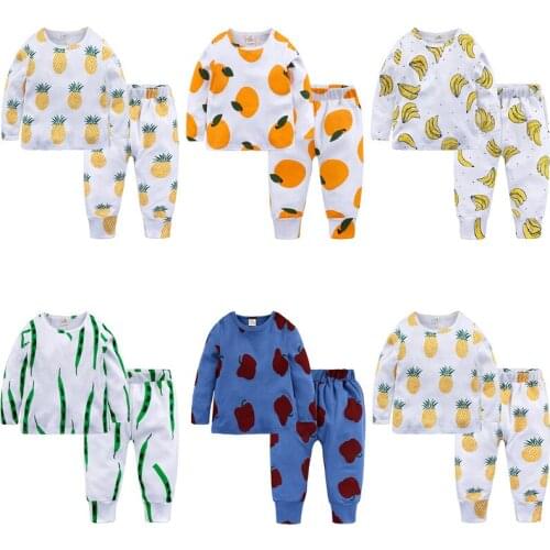 Fruit Sleepwear Cotton Pajama Childrens Clothing for Boys Pajamas for Girls 2 Pieces Sets