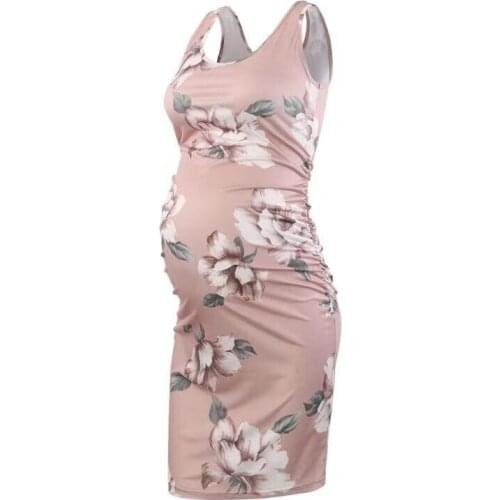 Maternity Women Dress Pregnancy Dresses Mama Clothes Flattering Side Ruching Scoop Neck Pregnant Womens Clothing