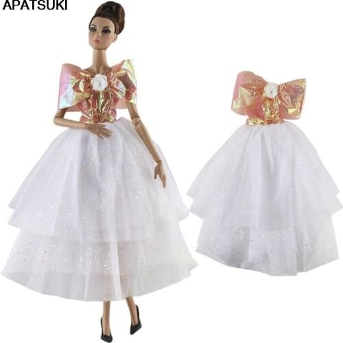 Fashion Doll Dress for Barbie Doll Clothes Outfits Pink White Party Gown Costume 1/6 BJD Doll Accessories Kids Toys