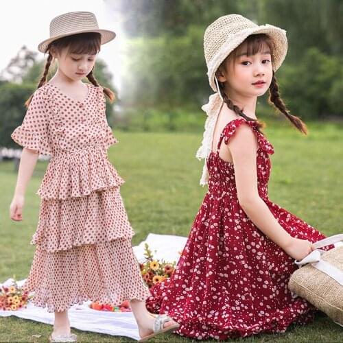 Teen girls Dresses 2020 Summer Floral Bohemia Beach Dress Girl Clothes Childrens Princess Dress Kids Outfits 10 12 14 Years