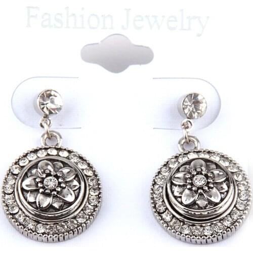 New arrive Fashion mini 1.2mm Alloy rhinestone flower owl CZ stone Snap button DIY Drop Earring Free shipping