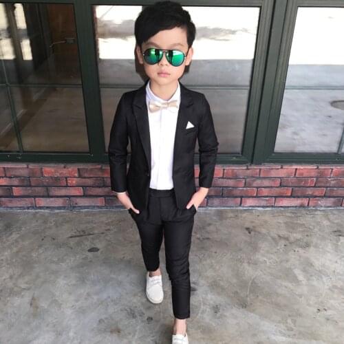 Wedding Boy Dress blazer pant Child Suit Color red and black, Gentle slim Baby Boy costume School Kid Suit