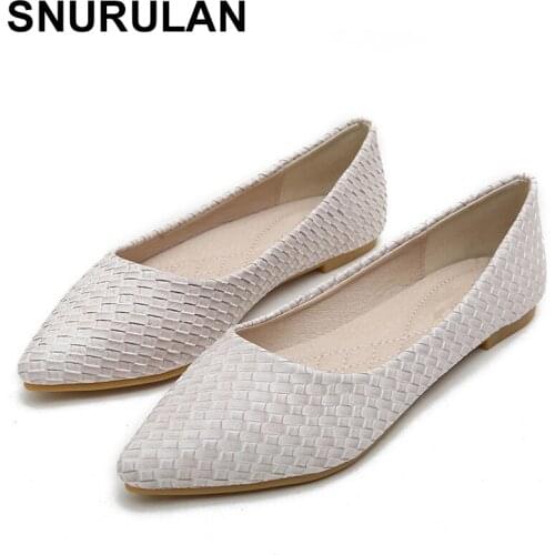 SNURULAN Womens Leather Moccasins Single Shoes Breathable Pointed Toe Flats Lady Comfortable Loafers Ladies Slip On Shallow