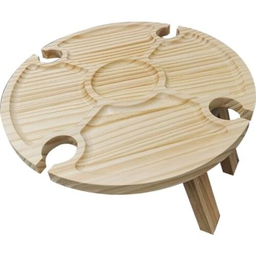 U2JB Outdoor Folding Picnic Table Wooden Wine Glass Rack Holder Cheese Snack Board