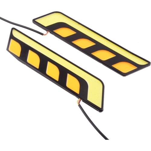Universal 2Pcs/Set Car White & Amber Waterproof 12V COB LED DRL Driving Daytime Running Lamp Fog Light