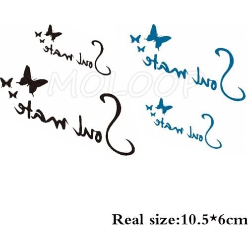 Water Transfer Tattoo Sexy Black Letter Butterfly Tattoo Body Art Waterproof Temporary Fake Flash Tattoo for Man Woman 10.5*6cm