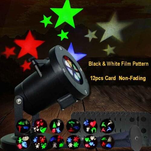 Waterproof 12 card Projection lamp Blak & White Film Christmas Party Wedding Decoration Projector Lights