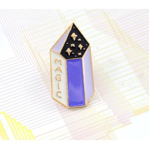 Magic Crystal Star Twinkling Purple Pins Brooches Collar Accessories Starry Night Enamel Lapel Pin Badge Gift For Friends