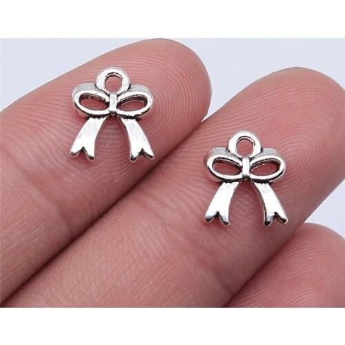WYSIWYG 20pcs 11x9mm Antique Silver Color Bowknot Charms Pendant For Jewelry Making DIY Jewelry Findings