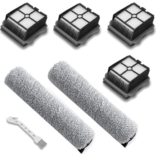 Replacement Parts for Tineco IFloor 3/Floor One S3 Cordless Vacuum Cleaner, 2 Pack Brush Rollers + 4 Pack Vacuum Filters