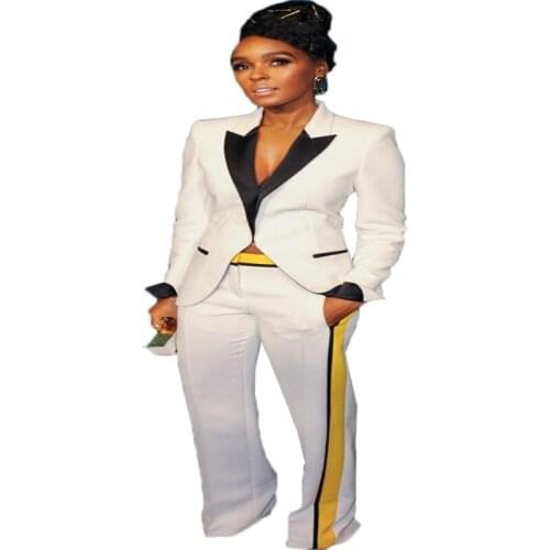 Modern Women Suits 2 Pieces Black And White Suits For Girl Small Lapel Two Button Formal Party Suits For Women Custom Made