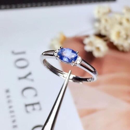 Sri Lanka Sapphire Engagement Rings, Ring Silver 925 Women, Ladys Certified 4*6mm Gemstone Wedding Jewelry