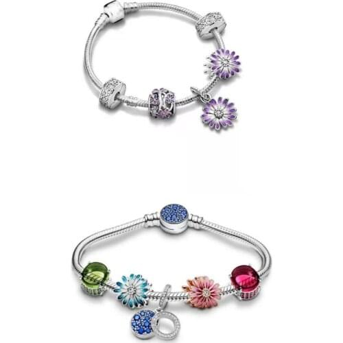 100% 925 sterling silver daisy Pan bracelet women
