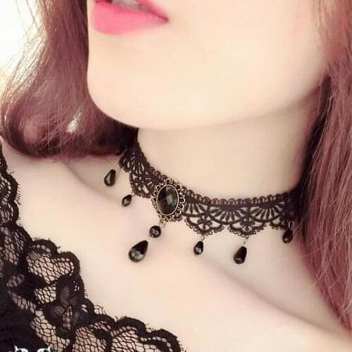Black Lace Choker Women Tassel Tattoo Velvet Necklace Statement Collier Ras Du Cou Chokers femme Jewelry Collana Collares Mujer