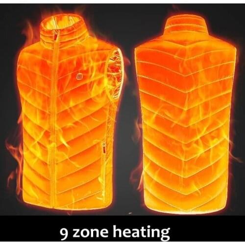 New 9 Places Heated Vest Men Women Usb Heated Jacket Heating Vest Thermal Clothing Vest Autumn Winter Heating Jacket Electric