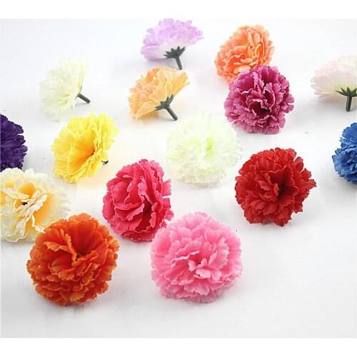 1Pcs 5 cm Mini Artificial silk simulated carnation home Flower Head wedding party cut and paste decorative fake flowers