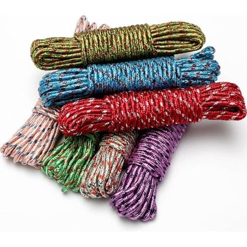 10M Long Colored Bold Multifunctional Nylon Anti-Skid Windproof Clothesline Outdoorgarden Travel Supplies