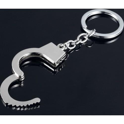 10 pieces/lot Creative Jewelry Police Handcuff Keychain Alloy Car Key Keyring&Key Chains trinket chaveiro for men Gifts