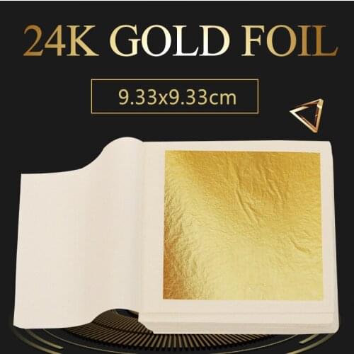 100 Sheets 9.33X9.33cm 24K Edible Real Gold Leaf Foil Sheets Made of Genuine Gold, Food Decoration Free Shipping