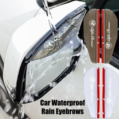 2Pcs Car Waterproof Rain Cover Eyebrow Rear View Mirror Rain Shield Protector For Alfa Romeo 159 Giulietta 147 Mito Giulia 156