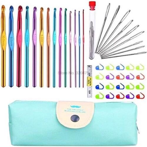 20set 14pcs Bamboo Crochet Hook Set DIY Knit Weave Craft Sweater Sewing Needles Set Home Knitting Weave Yarn Crafts