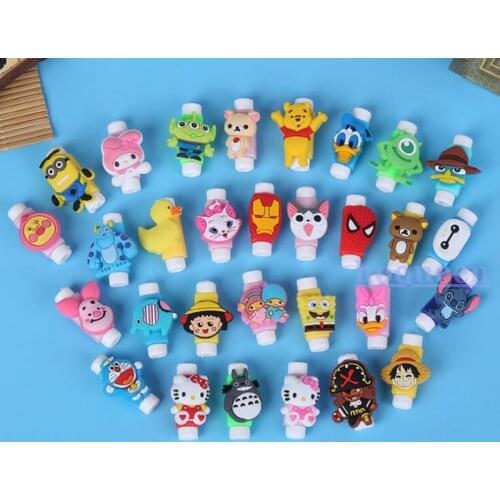 200pcs/Lot New Cable Protector For iPhone USB Cord Protective Cartoon Characters Plastic Style Charger Cables Saver