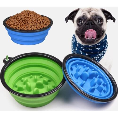 350ML Slow Food Dog Bowl Folding Silicone Pet Cat Bowls Portable Travel Bowl for Dogs Interesting Pet Dish Dog Food Container