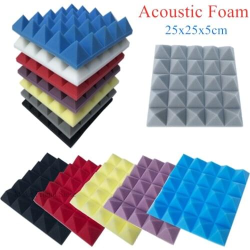 4/12/24Pcs Studio Acoustic Soundproof Foam 5 Pyramid 2 X 10 X 10 inch Sound Absorption Treatment Panel Polyurethane Foam