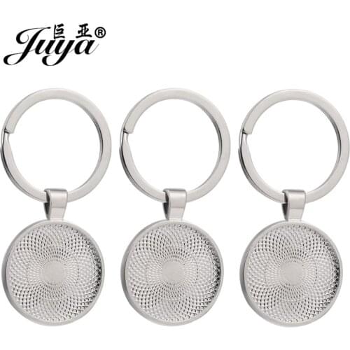 5pcs/lot Keychain With Pendant Bezel Blank Fit 25mm Round Glass Cabochon Base Setting DIY Jewelry Keychain Key Ring Supplies
