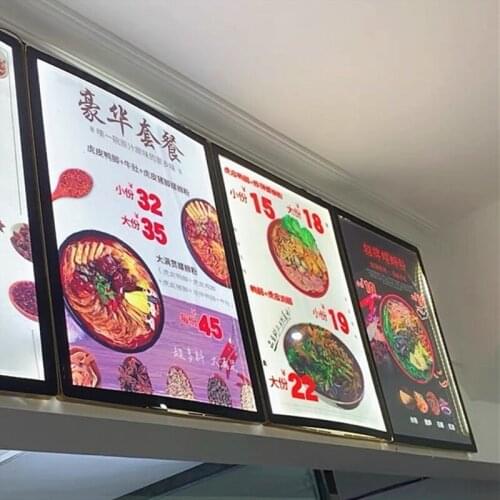 5PCS 500MMX700MM Super Slim Fast Food Restaurant LED Edge-lit Menu Boards Aluminum Frame Magnetic Led Lightbox