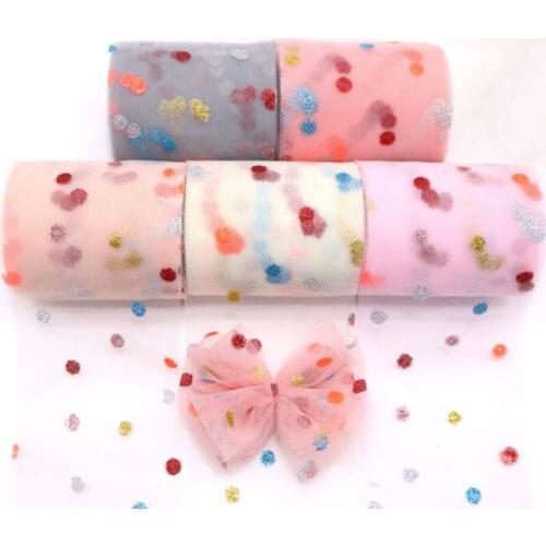 6cm 8cm 10cm 12cm 10 yards roll multicolored dot gauze ribbon dusting DIY handmade materials headdress hair bow wedding decor