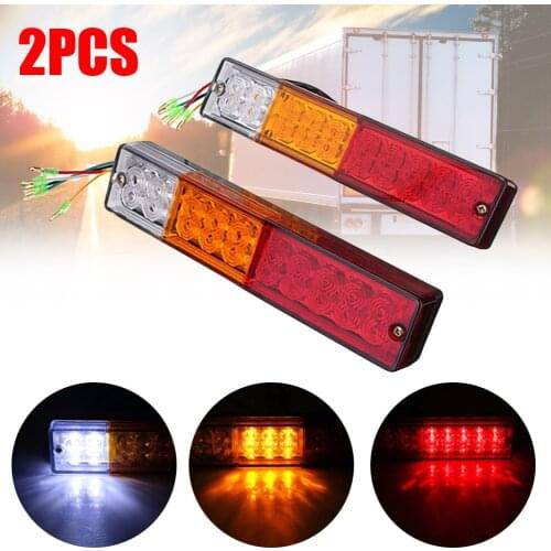 2PCS 12/24V 24 LED Car Rear Truck Trailer Tail Light Brake Stop Turn Signal Lamp Waterproof for Trucks Yachts ATV trailers
