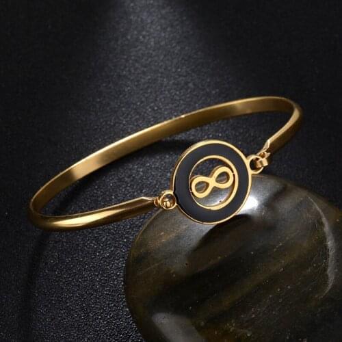 Punk Bracelet Stainless Steel Friendship Forever Love Bangles Bracelets For Women Men Infinity Silvery Gold Cuff Bangle Pulseras