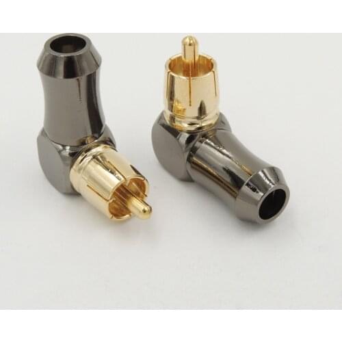Hi End RCA Male Plug Adapter Audio Phono Gold Plated Right Angle Solder Connector
