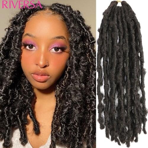 4# Black Brown Pre-Twisted Butterfly Locs Crochet Braids Hair Good Dreadlocks Faux Curly Crochet Hair to Braids For Black Women