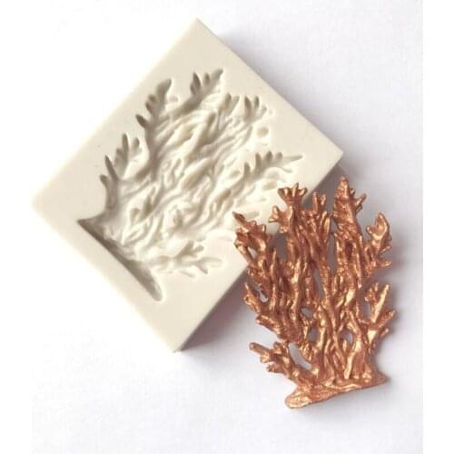 KLM new shiny coral tree silicone mold cake baking fondant biscuit decoration tool