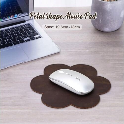 Retro Leather Mouse Pad Creative Petal Shape Office Game Notebook Desktop Mini Portable Non-slip Waterproof Mouse Pad Desk Pad